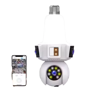 Caméra ampoule V380pro 6MP sans fil <span class=keywords><strong>Wifi</strong></span> <span class=keywords><strong>E27</strong></span> double objectif triple écran zoom numérique PTZ moniteur bébé sécurité à domicile - Product Image 1