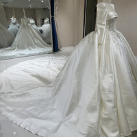 Pour Jancember DW0089 robe de mariée en Satin Empire moderne pour mariée grande taille avec dentelle cristal et appliques décoration chapelle Train