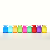 Flacon en verre de couleur personnalisée, flacons en verre de différentes couleurs, flacons de 13 mm et 20 mm avec bouchon en silicone et couvercle à clapet pour médicaments ou soins de la peau