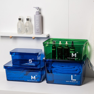 Desktop Storage <b>Box</b> With Lid Solid Color Covered For <b>Makeup</b> Organizers 10L Capacity - Product Image 2