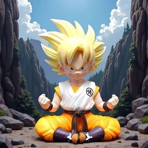Figura Coleccionable de Goku <span class=keywords><strong>Super</strong></span> Saiyan de DBZ, Estilo Q, con Símbolo de Kame, Gi y Postura Sentada, Perfecta para Fanáticos del Anime y Decoración de Escritorio - Product Image 4