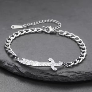 Imam Ali <span class=keywords><strong>Zulfiqar</strong></span> bracciale spada araba calligrafia musulmana bracciale in acciaio inox gioielli religiosi all'ingrosso - Product Image 1