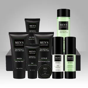 CARVENCHY Organic Male Anti Acne Face Cleanser Wash Scrub Mens Moisturizing Skincare Kit Men's Skin Care Sets