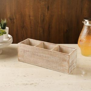 Meilleur prix porte-cuillère à couverts en bois à 3 compartiments pour cuisine pour restaurant et hôtel d'Inde - Product Image 2