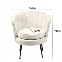 Fauteuil en velours au design moderne en forme de pétale, fabrication directe d'usine, pieds en métal doré de luxe, chaise ergonomique, chaise longue stable