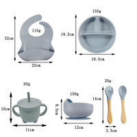Ensemble d'alimentation pour bébé en gel de silice Vaisselle moderne personnalisable pour les aliments complémentaires et les enfants