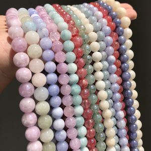 Perles d'angelites lisses jaunes, vertes, roses, rouges, violettes, pour la fabrication de bijoux, à faire soi-même, vente en gros, 6MM — 12mm, pièces - Product Image 5