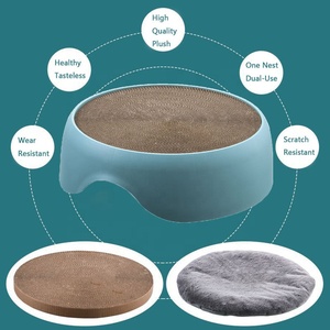Kinghon Multi-function Pet Round Bed Cat Toy Cat Scratch Corrugated Board and Warm Soft Cushion - Product Image 4