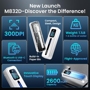 M832D 便携式热敏打印机，A4 无墨热敏打印机，带蓝牙的无线热敏打印机，适用于手机和旅行 - Product Image 3