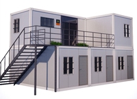 Allstar Conteneur plat moderne de 20 pieds, plan de maison préfabriquée à 2 chambres, panneaux sandwich, porte en acier, fenêtres en alliage d'aluminium, style ferme