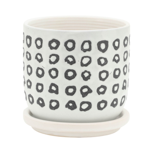 Vasi in ceramica con sottovasi, fioriere moderne per piante da interno, set di due vasi decorativi - Product Image 2