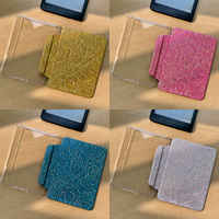 Casing Heksagonal Berkilau Iridescent untuk Kindle 6" Kindle Basic, Penutup Magnetik Kain Kanvas Payet Berkilau dengan Tali OEM Kustom