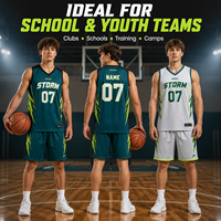 Seragam Basket Bolak-Balik MOQ Rendah, Jersey Sublimasi Custom Print Set Celana Pendek untuk Tim Dewasa, Pembeli Grosir Pertama, Pengiriman Cepat