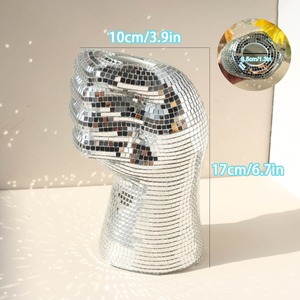 Vase <span class=keywords><strong>en</strong></span> forme de poing boule disco, grand pot de fleurs unique <span class=keywords><strong>en</strong></span> mosaïque miroir et décoration d'intérieur, vase décoratif comme centre de table, pot de rangement moderne - Product Image 3