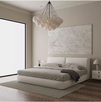 Cama Doble Nórdica Moderna y Sencilla de Algodón y Lino, Estilo Beancurd, Acolchada, de Lujo, Francesa, para Dormitorio Principal, con Almacenamiento, Masaje, King/Queen, de Acero