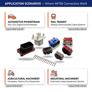 Connecteurs MF130 mâles/femelles pour assemblages carte-câble 8P-35P en alliage de cuivre pour le transport ferroviaire et les véhicules à énergie nouvelle en stock - Product Image 6