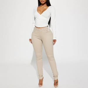 Pantalones de mujer uniformes ajustados antibolitas transpirables sólidos de alta calidad personalizados - Product Image 1