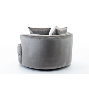 Sillón Giratorio Moderno de Acero Inoxidable con Tapicería de Terciopelo, Sillón de Ocio Giratorio para Sala de Estar, Muebles de Hotel - Product Image 2