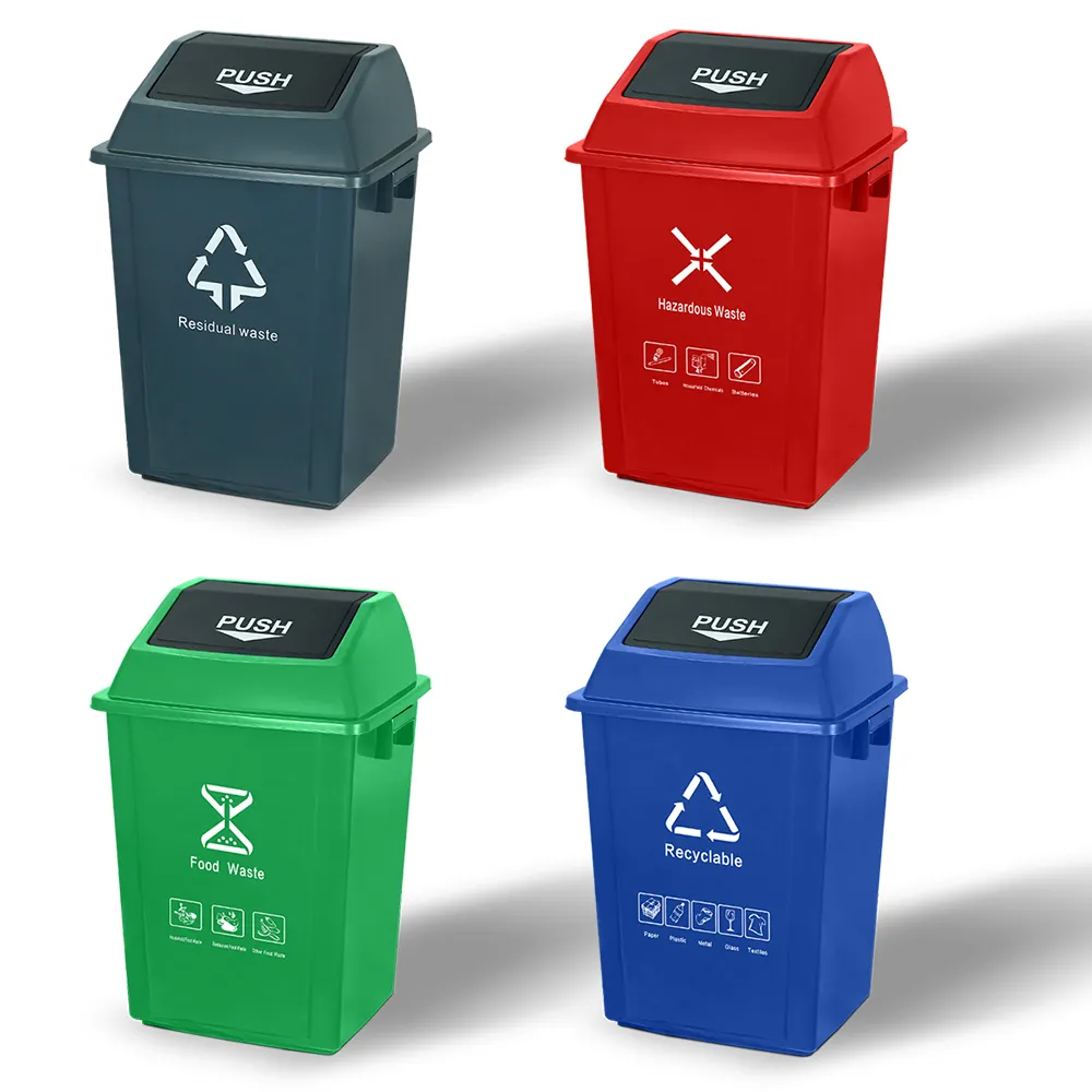 MARTES SL002 40L Garbage Container Recycle Bin Plastic Trash Can For Indoor Kitchen Use Classification Waste Bin With Lid