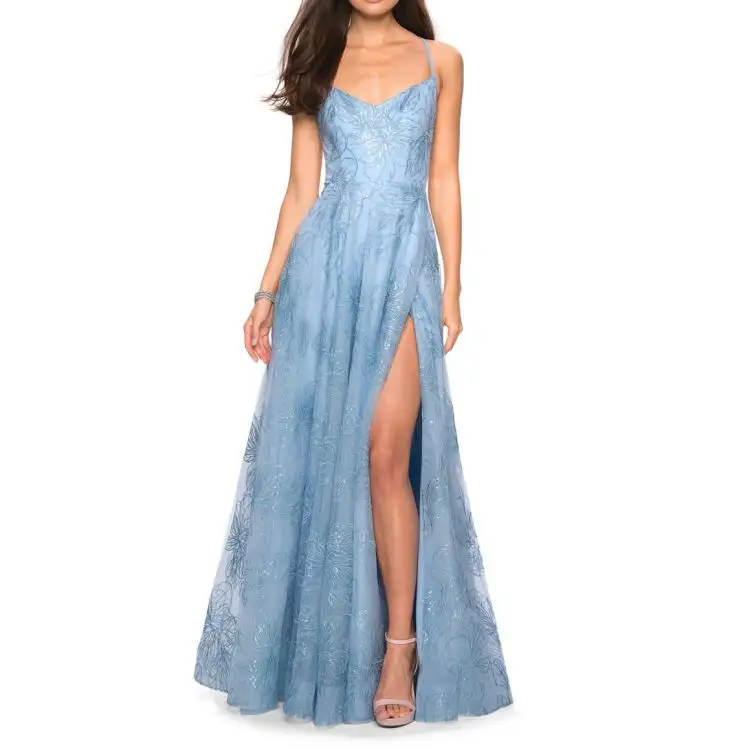 Женское элегантное прозрачное свадебное платье с цветочным принтом, шифоновое вечернее платье с блестками для выпускного вечера, 2023