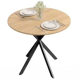 Table à manger ronde en bois de bouleau SENYU avec base trépied noire, design minimaliste moderne, meuble de maison stable - Product Image 1