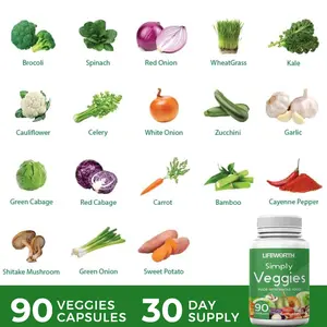 Lifeworth Organic Vegetables And Fruits Greens Super Food Blend Superfood Daily Vitamin Dietary Fiber Supplement