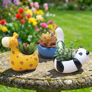 Roogo Pot à succulentes en résine fait main, design minimaliste et mignon, en forme de baignoire et de poulet, avec trou de drainage personnalisé, pour <span class=keywords><strong>jardin</strong></span> et ferme - Product Image 3