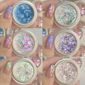 6 couleurs, nouvelle poudre de brocart nuage Aurora, DIY créatif, paillettes opalescentes, paillettes pour nail art, paillettes irrégulières pour nail art - Product Image 2