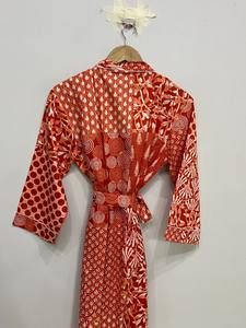 Kimono long en coton, taille unique, ample et confortable, s'adapte à toutes les tailles, environ 50 pouces, fournisseur d'Inde - Product Image 5