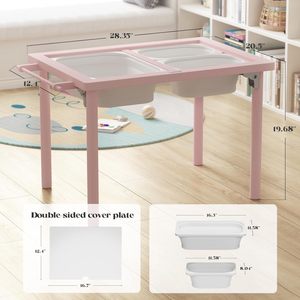Sensory <b>Table</b> for Kids Draw and Play Sensory Kids <b>Table</b> with 2 Large Storage Bins and 4 Montessori Activity Boards - Product Image 4