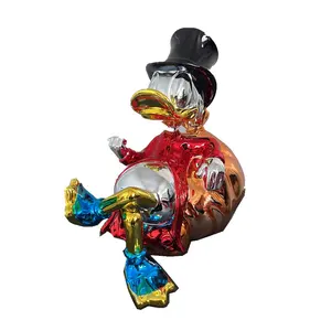 Dropshipping Sculpture d'art personnalisée Canard animal en fibre de verre Sculpture de canard en résine mignon