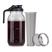 32oz 64 oz Cafetière à infusion froide Bocal en verre lourd et durable avec filtre en acier inoxydable