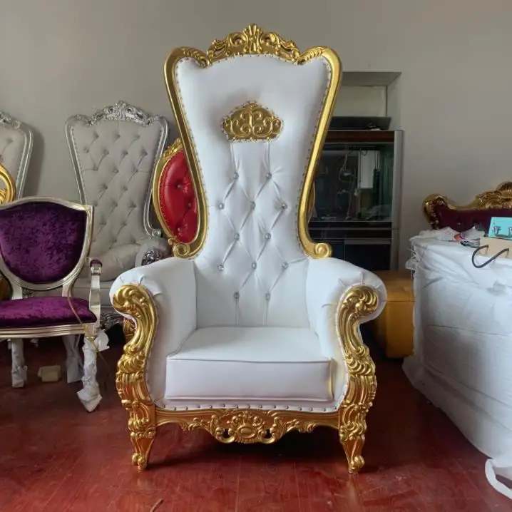 King Throne-Silla de lujo para novio y novia, mueble de Hotel de alta calidad, espalda alta, Plata real