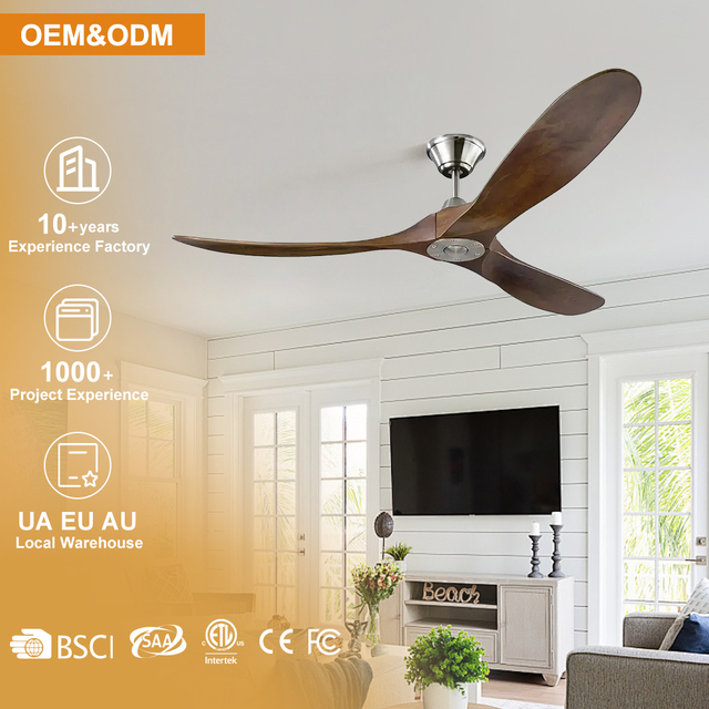 Large Outdoor Ceiling Fans Smart Home Copper DC Motor 60 Inch 3 Blade Ceiling Fan with Remote Control