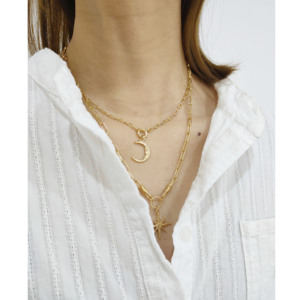 Nouveau <span class=keywords><strong>Collier</strong></span> Tendance 2026 <span class=keywords><strong>pour</strong></span> <span class=keywords><strong>Femme</strong></span>, Bijou <span class=keywords><strong>Fantaisie</strong></span> Coréen Plaqué Or, Chaîne à Maillons Multi-Couches avec Breloques Étoile et Lune - Product Image 1