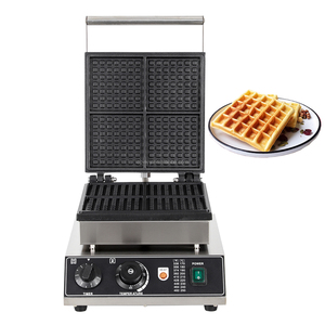 Gaufrier industriel antiadhésif 1750W pour 4 gaufres, machine à snacks avec plaques de cuisson en téflon, corps en acier inoxydable, 110V, Nouveau - Product Image 1