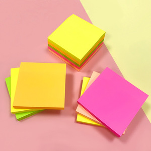 Fluorescent Sticky Notes Simple Solid Color Tearable Memo <b>Pads</b> Office Note <b>Paper</b> Student Self-Stick Notes - Product Image 1