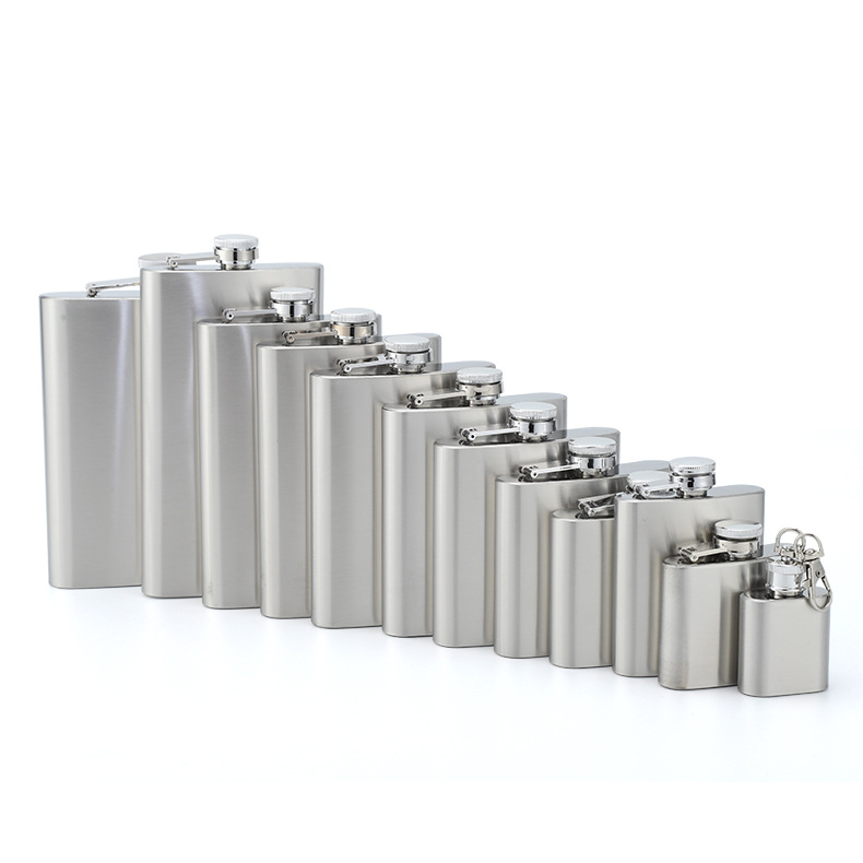 Wholesale Liquor Whiskey Custom Stainless Steel Leather Flask Whisky Alcohol Hip Flask 8oz 7oz 6oz 5oz 4oz 3oz 2oz 1oz