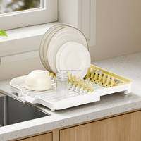 WIREKING Égouttoir à vaisselle extensible en plastique à poser sur l'évier, support à assiettes, organisateur de cuisine