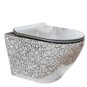 Inodoro de Lujo de Cerámica para Baño, Montado en la Pared, Electrochapado, sin Tanque, con <span class=keywords><strong>Cisterna</strong></span> Oculta, Inodoro Suspendido en la Pared - Product Image 1