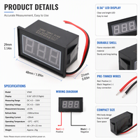 HYT V27 Merah Hijau Biru Dua-Kabel DC 4.5V-30V 0.56-Inci Voltmeter Digital Layar LED Akurasi 0.1% Arus DC Fase Tunggal