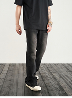 Marque personnalisée Livraison directe Stock Street Wear Stock de jeans baggy Fabricant de jeans en denim évasé empilés peints en bleu pour hommes
