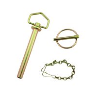 Pasador de Acero al Carbono de Alta Resistencia con Cadena y Grapas, Chapado en Zinc Amarillo, Honghao HH-4435, para Montaje Seguro de Ejes de Enganche