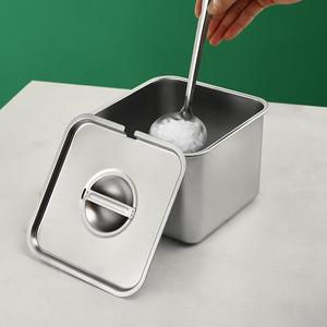 Stainless Steel Square Spice <b>Jar</b> With Lid Metal Spoon Included <b>For</b> <b>Kitchen</b> <b>Storage</b> - Product Image 1