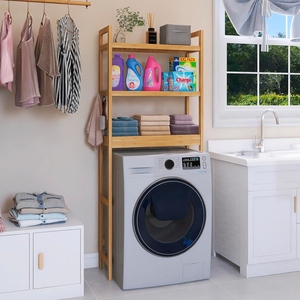 Estante ajustable de bambú natural de 3 niveles, organizador sobre el inodoro, estante de almacenamiento <span class=keywords><strong>para</strong></span> baño, ahorro de espacio <span class=keywords><strong>para</strong></span> cocina, sala de estar, hogar - Product Image 5
