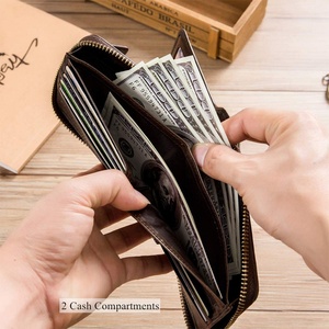 Custom Bifold Engaved <b>Wallet</b> <b>RFID</b> Blocking Mens Credit Card Holder with Zipper Leather Zip Purse Money Bag for Man - Product Image 4