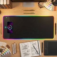 Grand tapis de souris de jeu RGB magnétique, lumineux, étanche, personnalisable, en caoutchouc, avec recharge sans fil, pour gamer, format compact