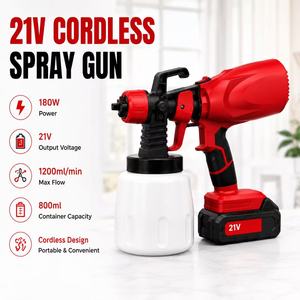 Pistolet à peinture sans fil 21V 180W HVLP <span class=keywords><strong>avec</strong></span> réservoir de 800 ml et 5 tailles de buses pour le bricolage à domicile et le <span class=keywords><strong>jardin</strong></span> - Product Image 2