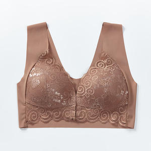 Soutien-gorge correcteur de posture sans bretelles en dentelle avec fermeture frontale, effet push-up, sans armatures, grande taille XXXL - Product Image 4