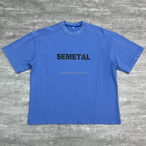 Streetwear en vrac Boxy 100% coton chemise en détresse imprimé T-shirt unisexe de haute qualité poids lourd lavage à l'acide surdimensionné t-shirts - Product Image 1